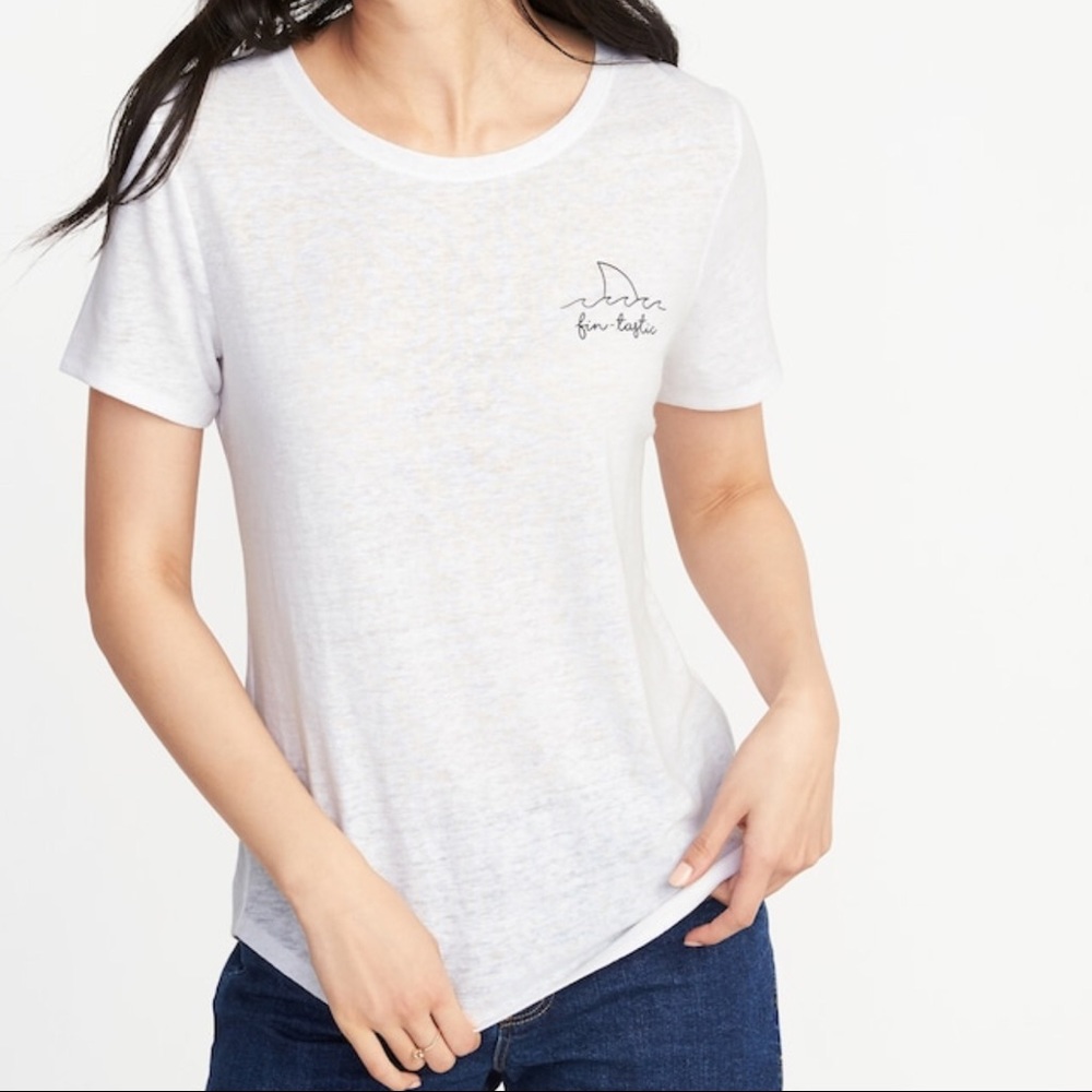 NWT Old Navy EveryWear Graphic Linen-Blend Tee